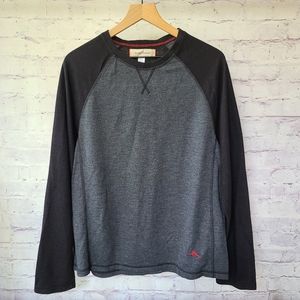 Tommy Bahama Black Grey Raglan Long Sleeve Tee Large